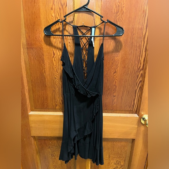 Kimchi Blue Black Mini Dress with Ruffle Detail - Picture 3 of 6